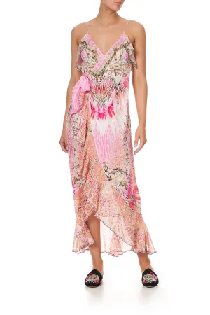 LONG WRAP DRESS WITH FRILL DECO DARLING