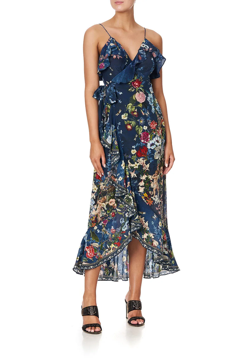 LONG WRAP DRESS WITH FRILL DREAMS OF MIDSUMMER