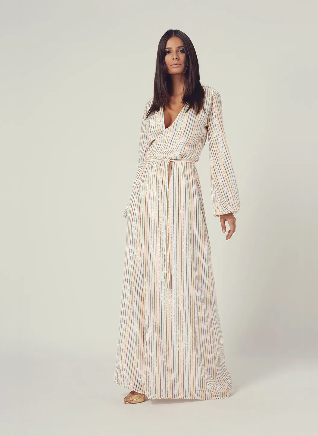 Look 19 Wrap Maxi Dress Multi Stripe