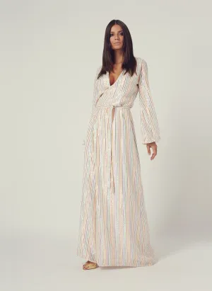 Look 19 Wrap Maxi Dress Multi Stripe