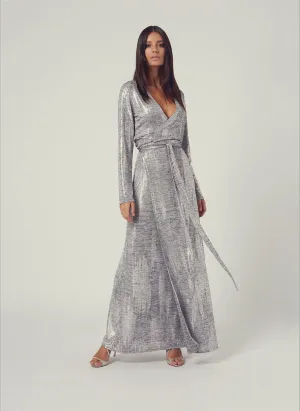 Look 3 Wrap Maxi Dress Silver