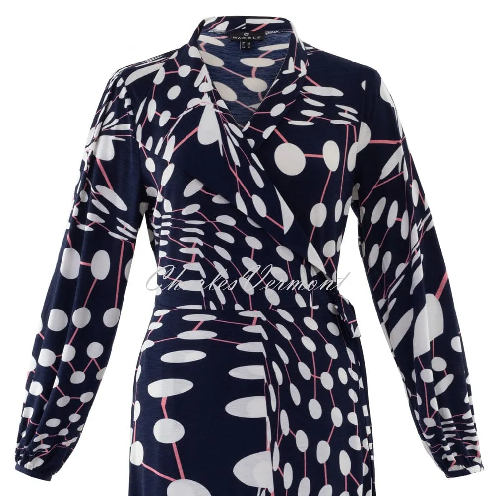 Marble Dress – Style 6199-135 (Navy / Watermelon / White)