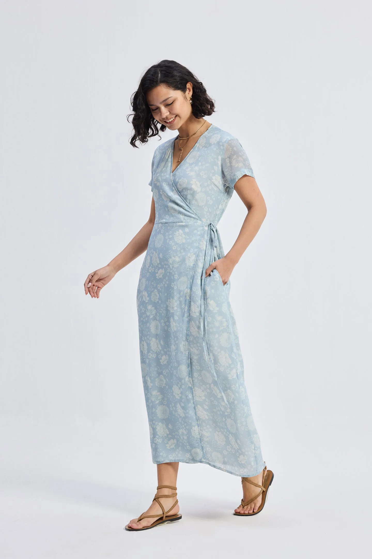 Maxi Wrap Dress in Florals