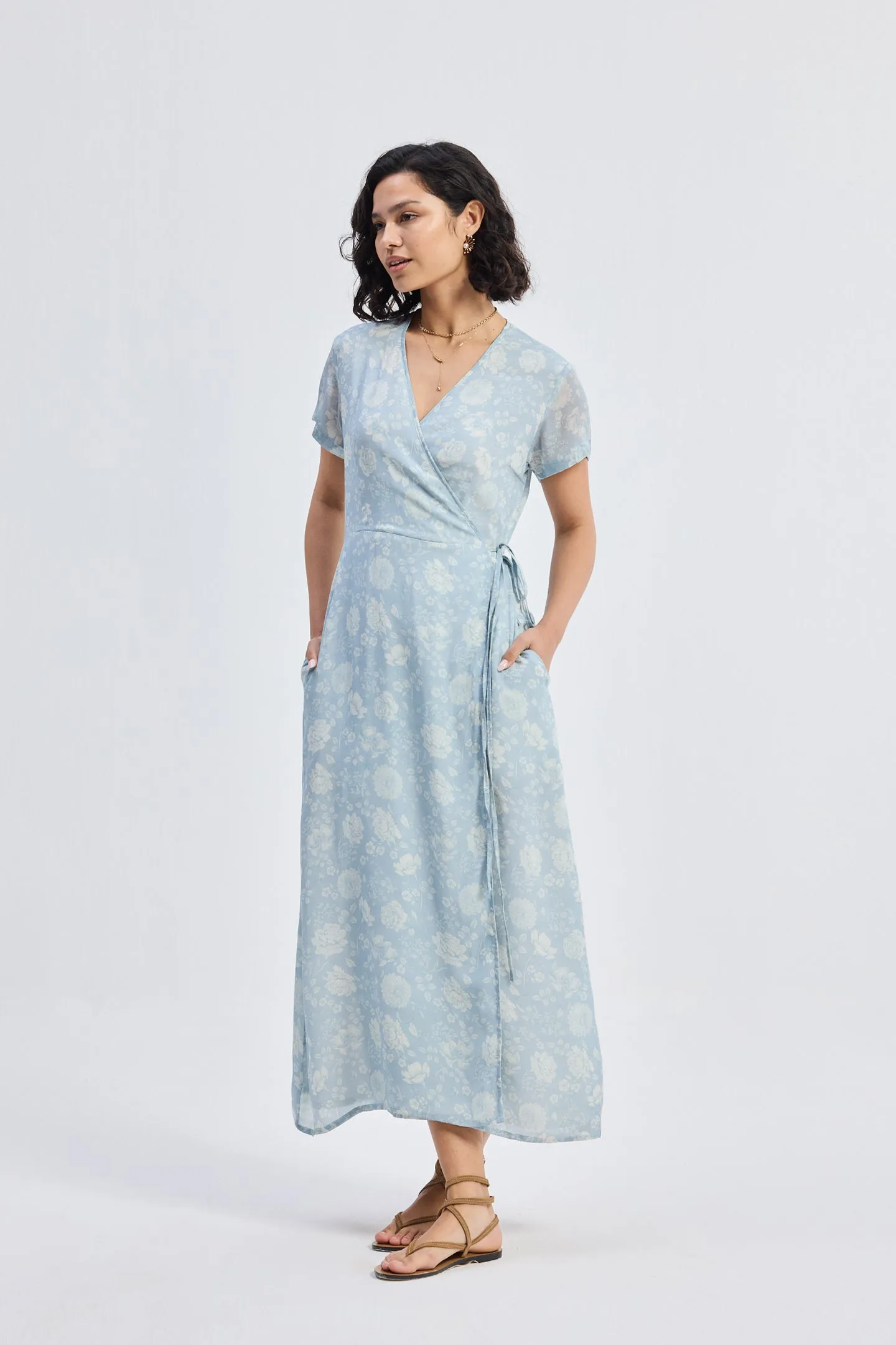 Maxi Wrap Dress in Florals