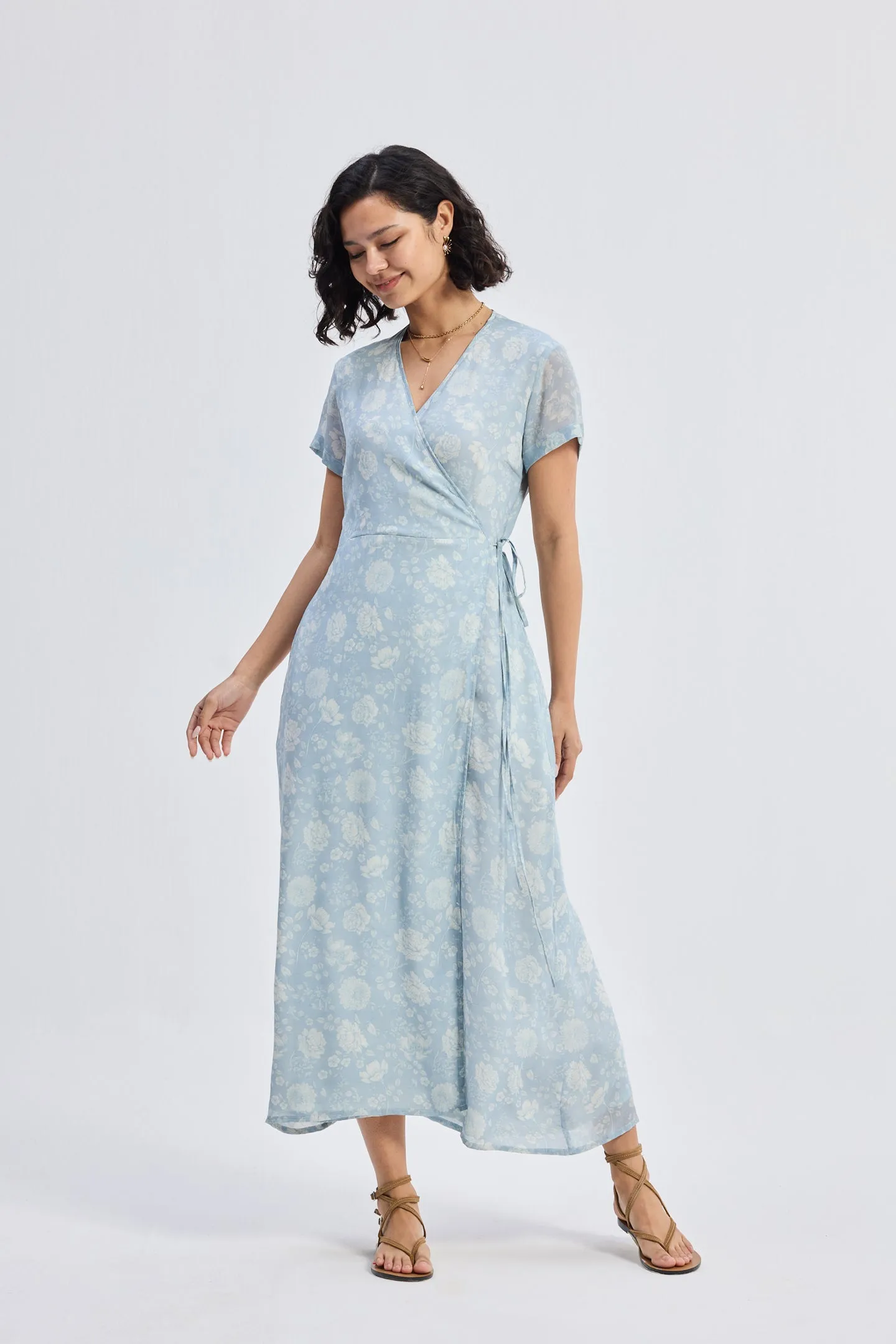Maxi Wrap Dress in Florals