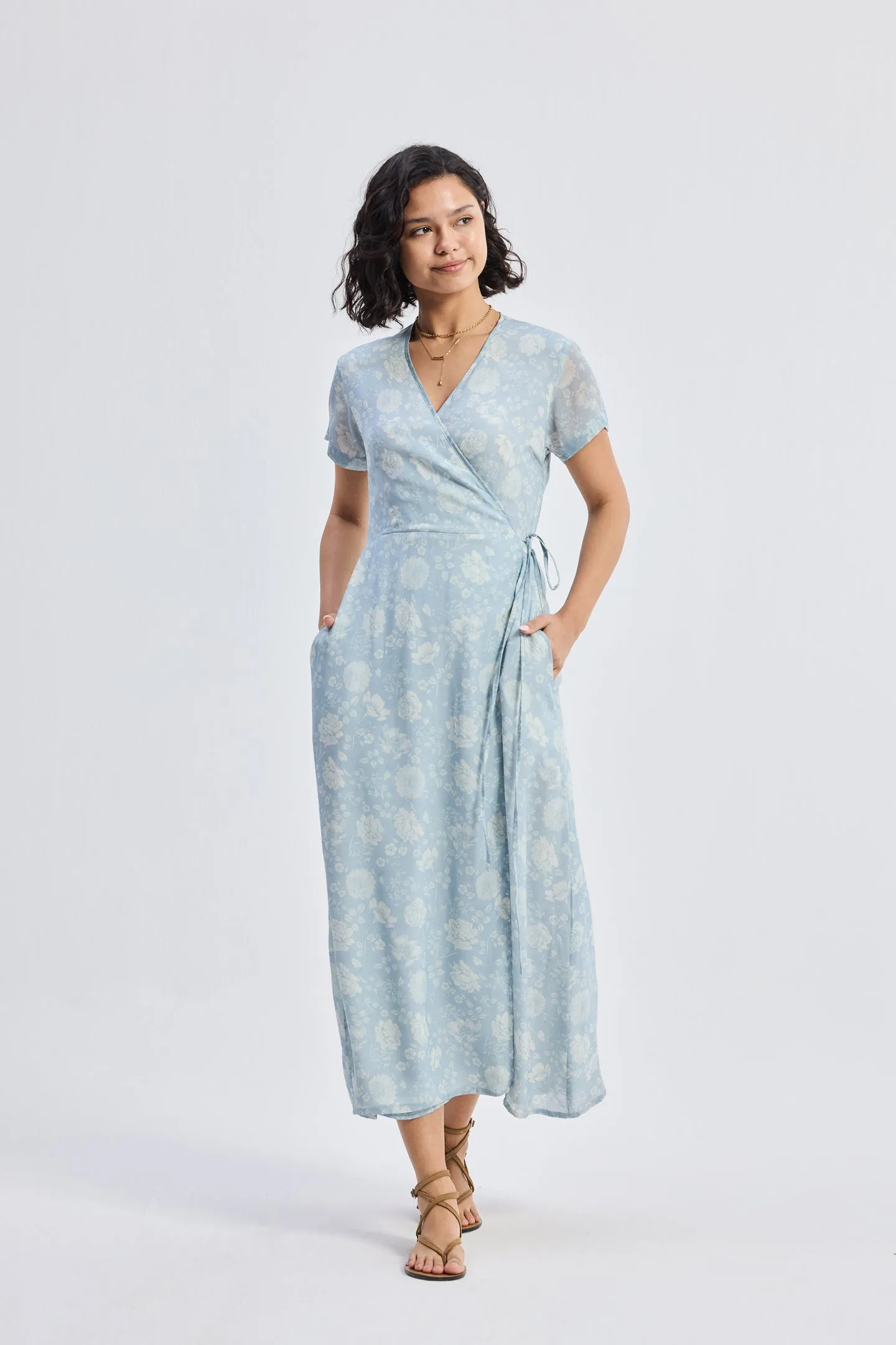 Maxi Wrap Dress in Florals