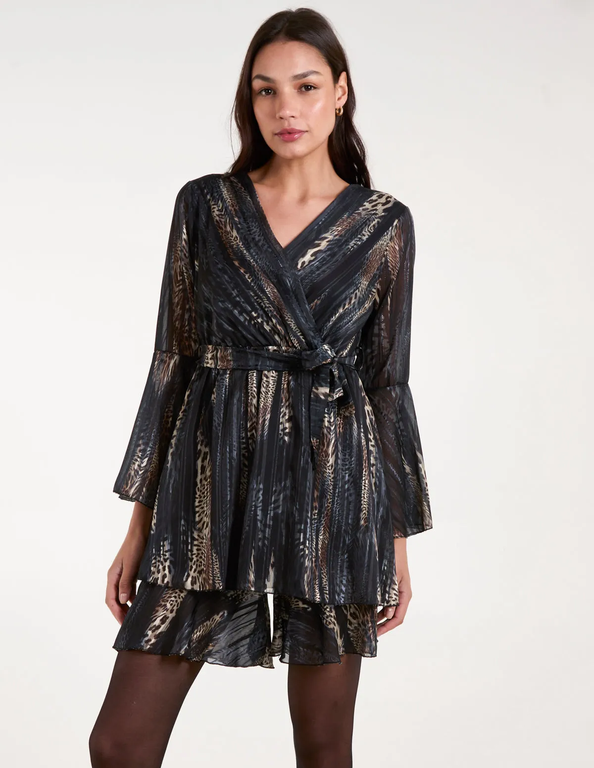 Metallic Wrap Over Dress