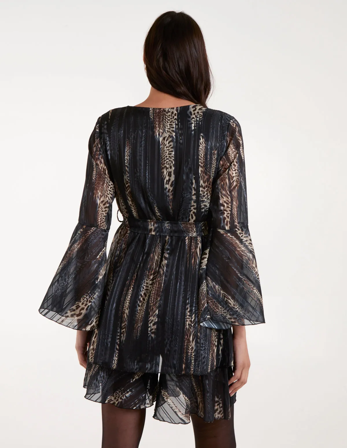 Metallic Wrap Over Dress
