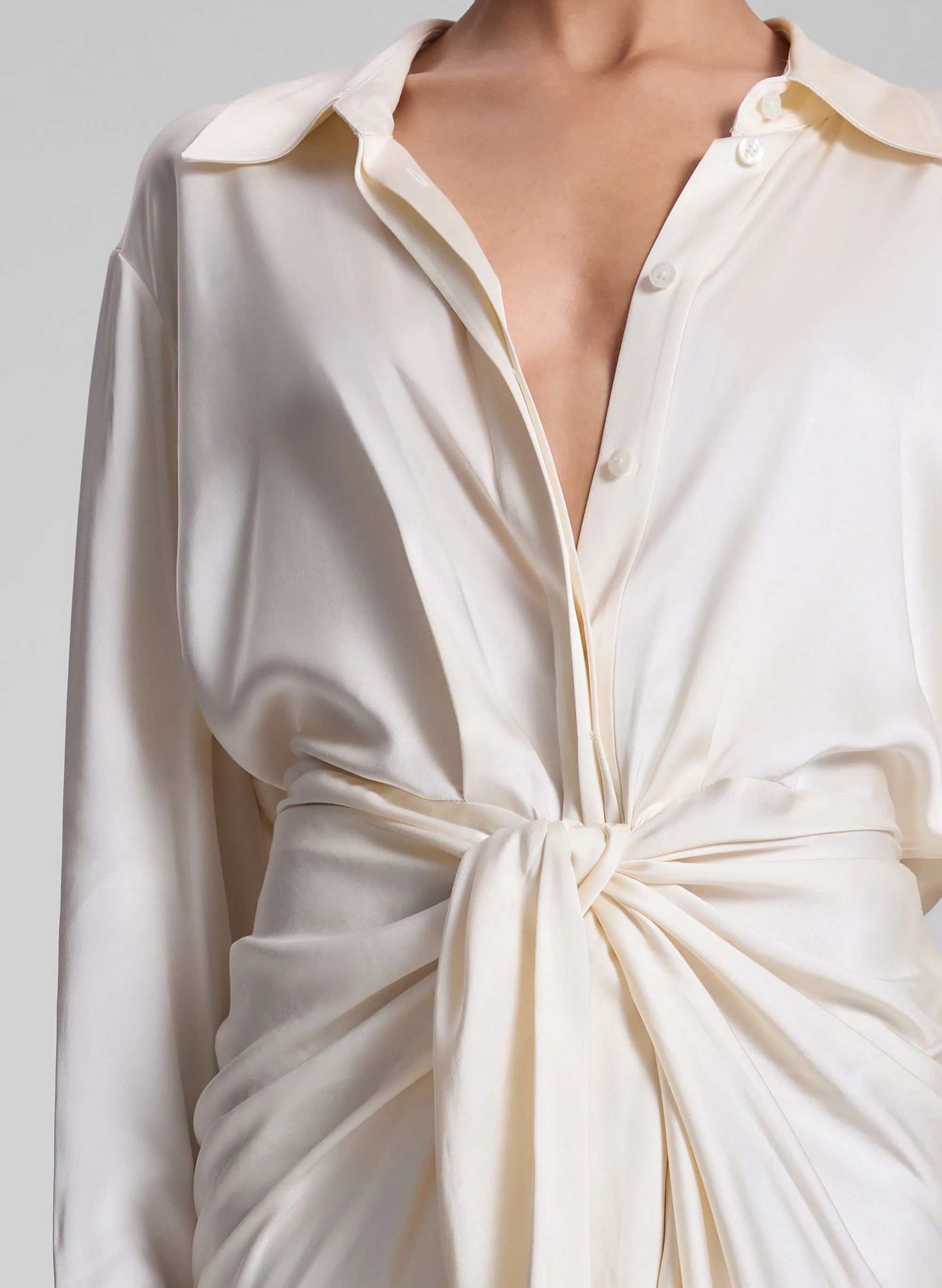 Mia Satin Mini Shirtdress