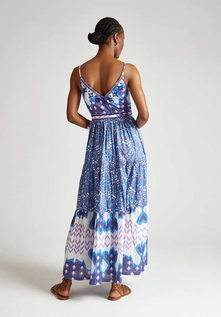 Mia Wrap Floral Printed Maxi Dress In Multi