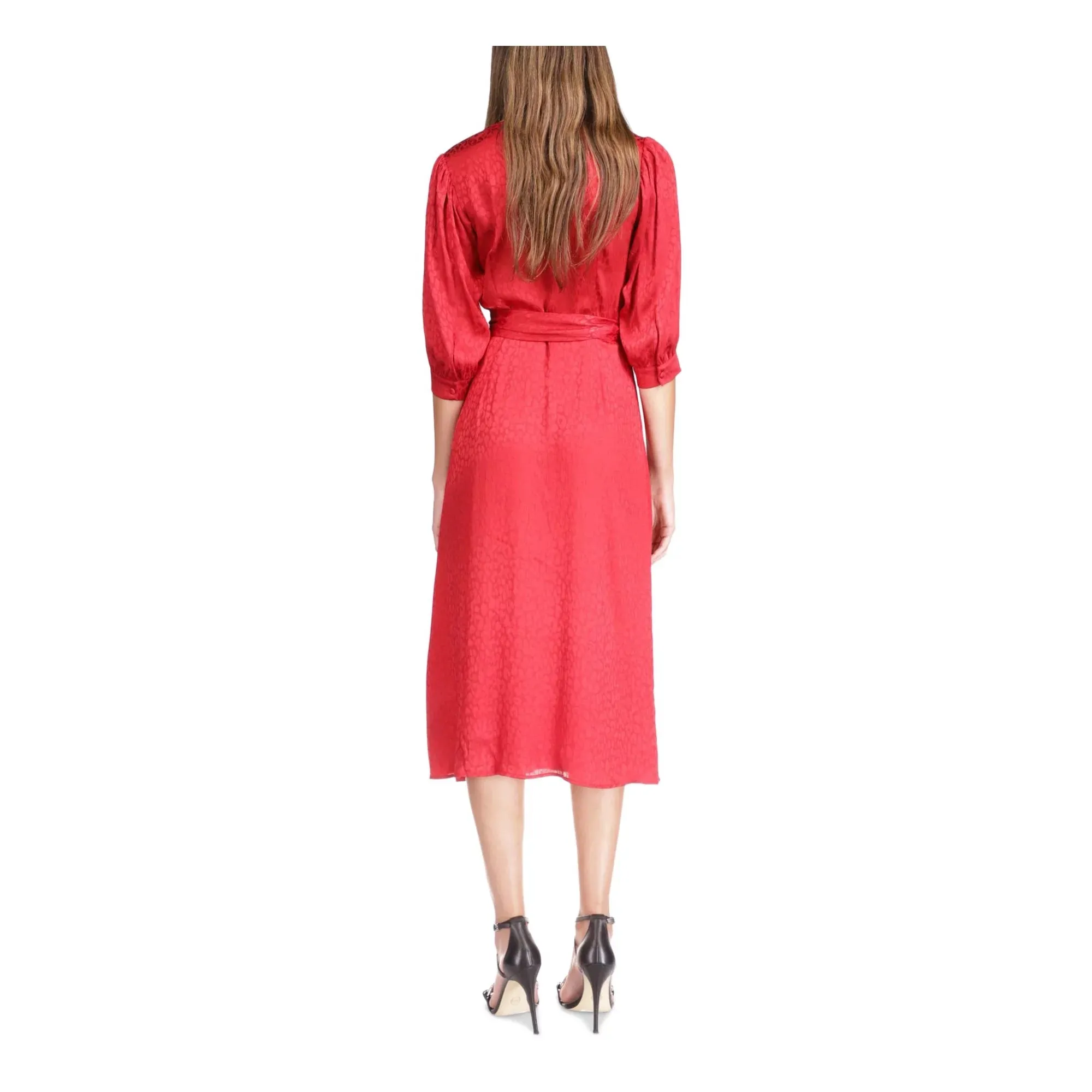 Michael Kors Cheetah Jacquard Midi Wrap Dress