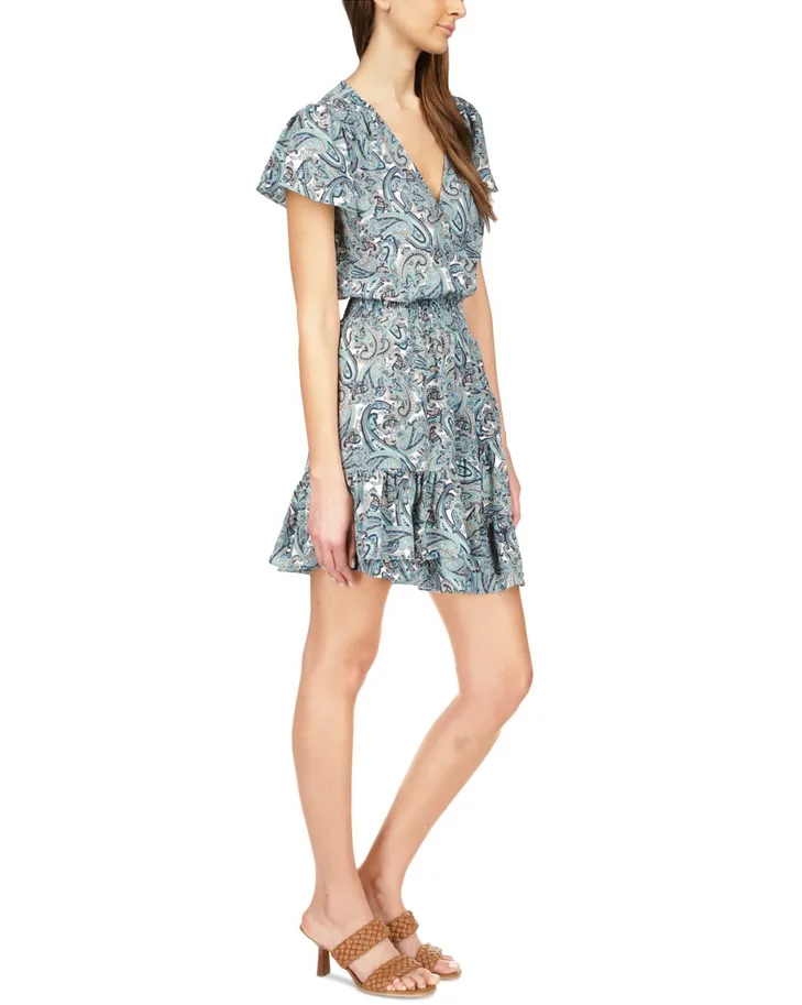 MICHAEL MICHAEL KORS Paisley Faux-Wrap Mini Dress