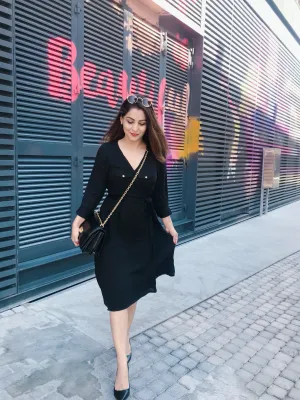 Midnight Black Wrap Dress