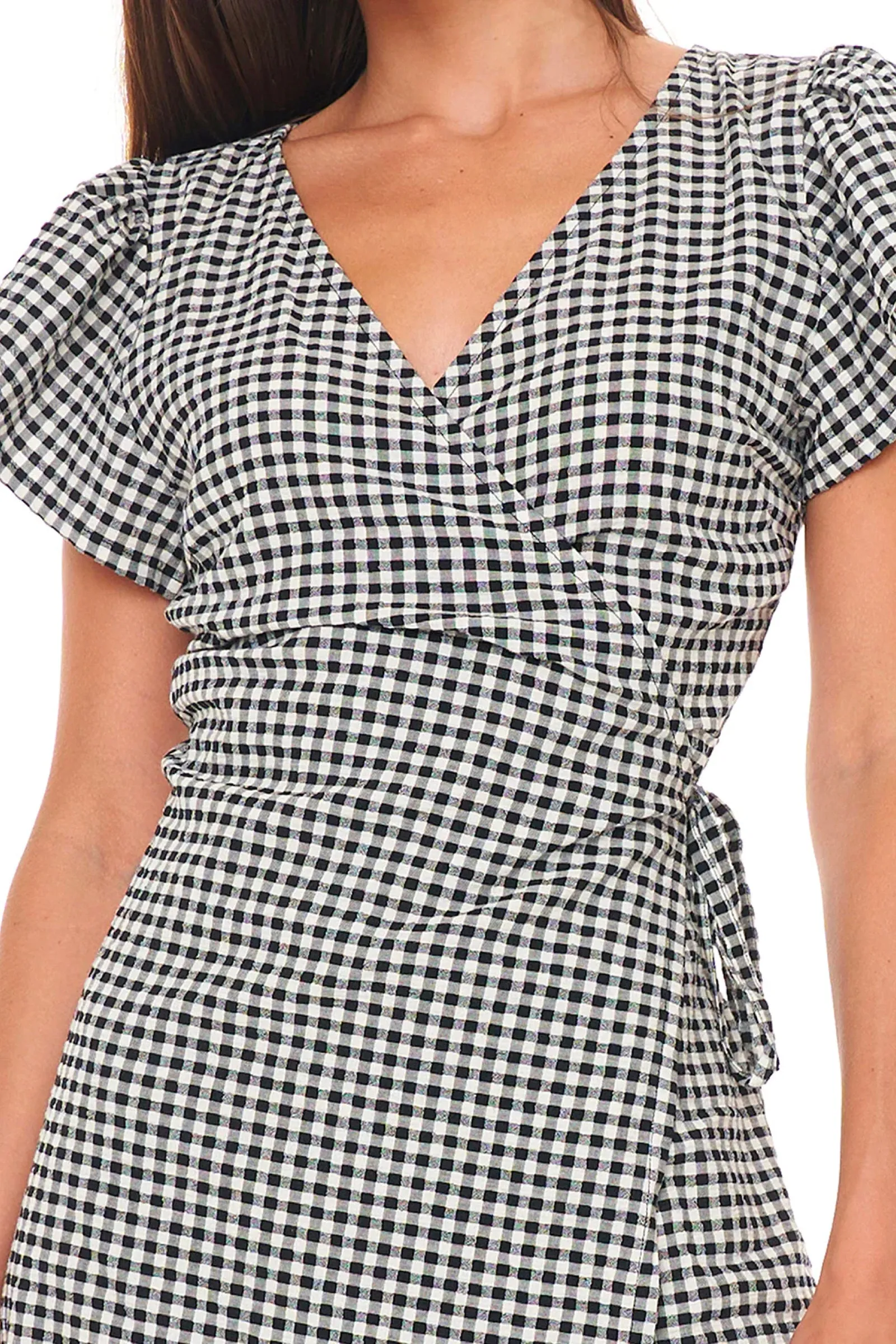 MILA SOLSTICE WRAP DRESS - BLACK/CRÉME