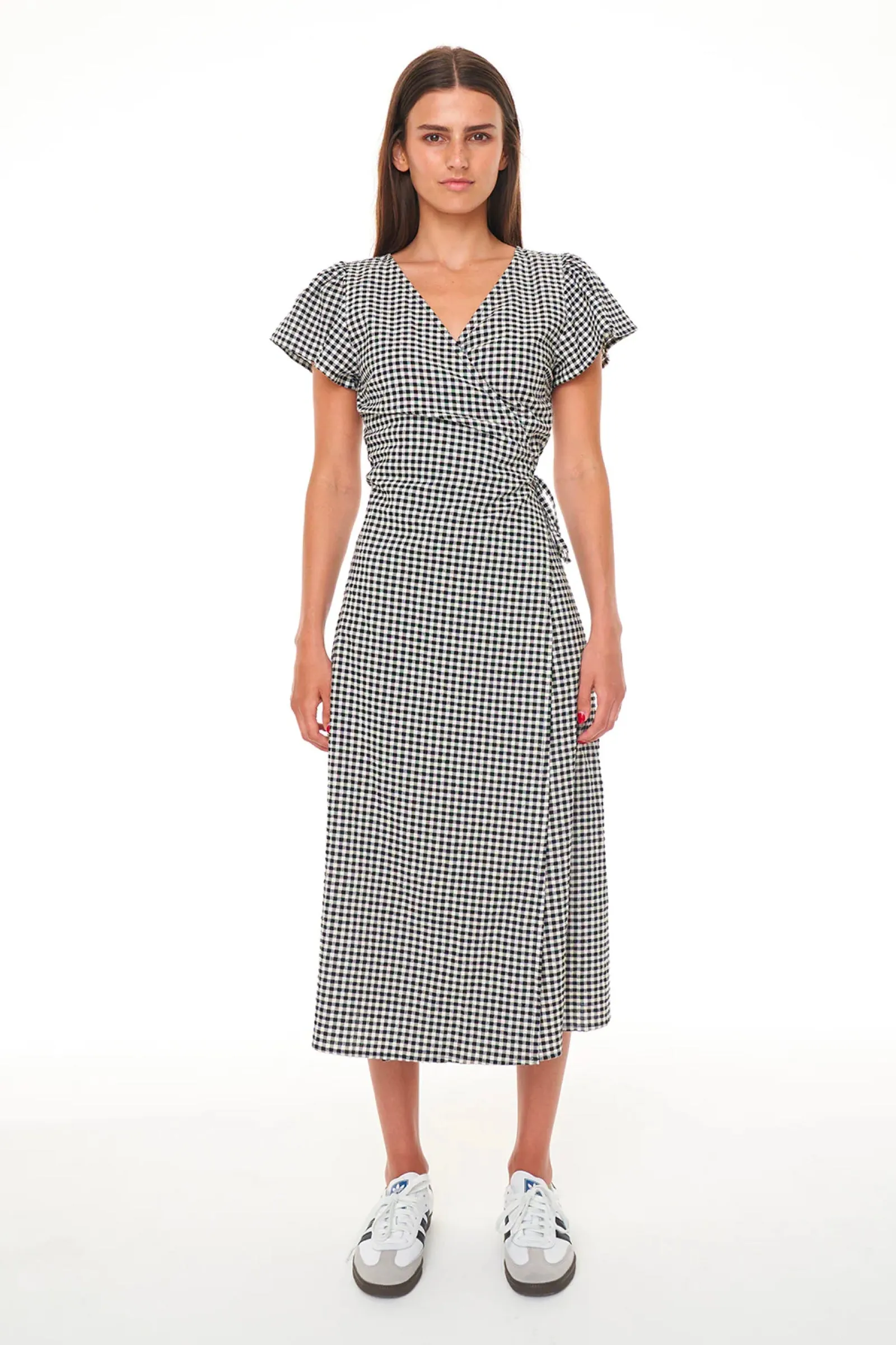 MILA SOLSTICE WRAP DRESS - BLACK/CRÉME