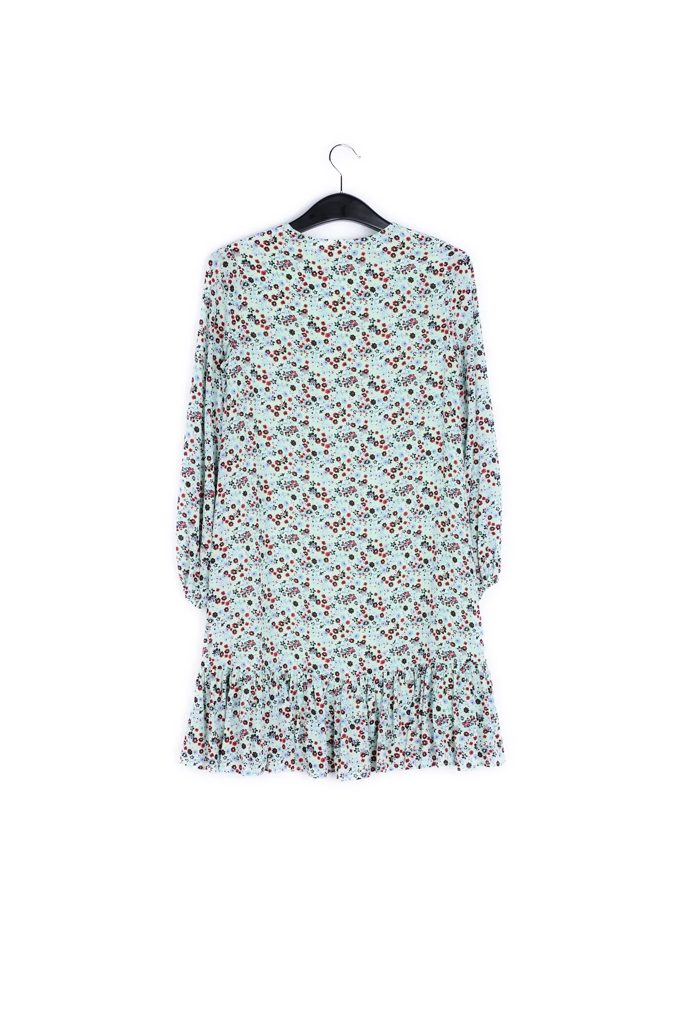 Mint green floral-print wrap mini dress