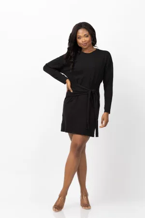 Nation Ltd Gloria Wrap Front Dress in Jet Black
