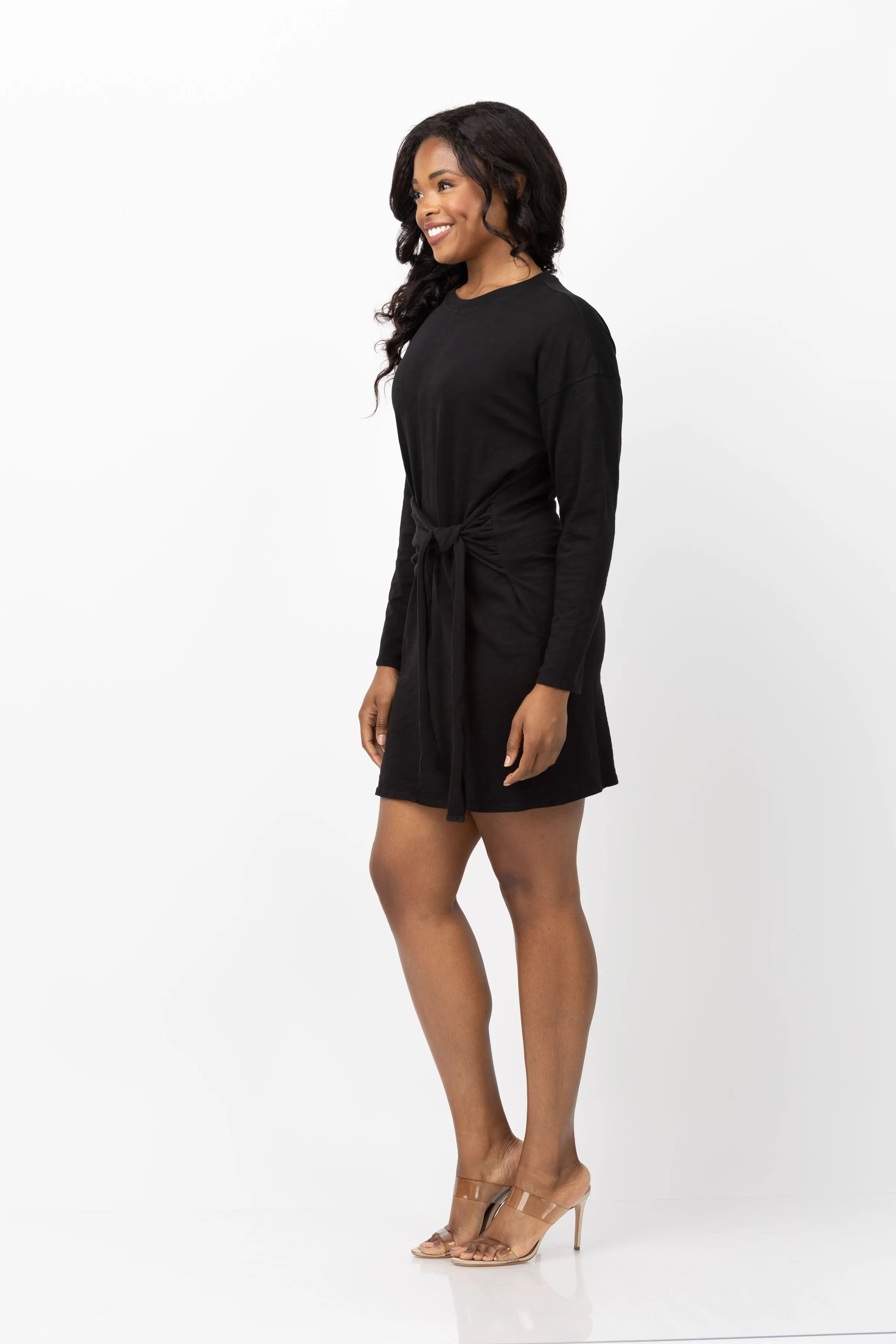 Nation Ltd Gloria Wrap Front Dress in Jet Black