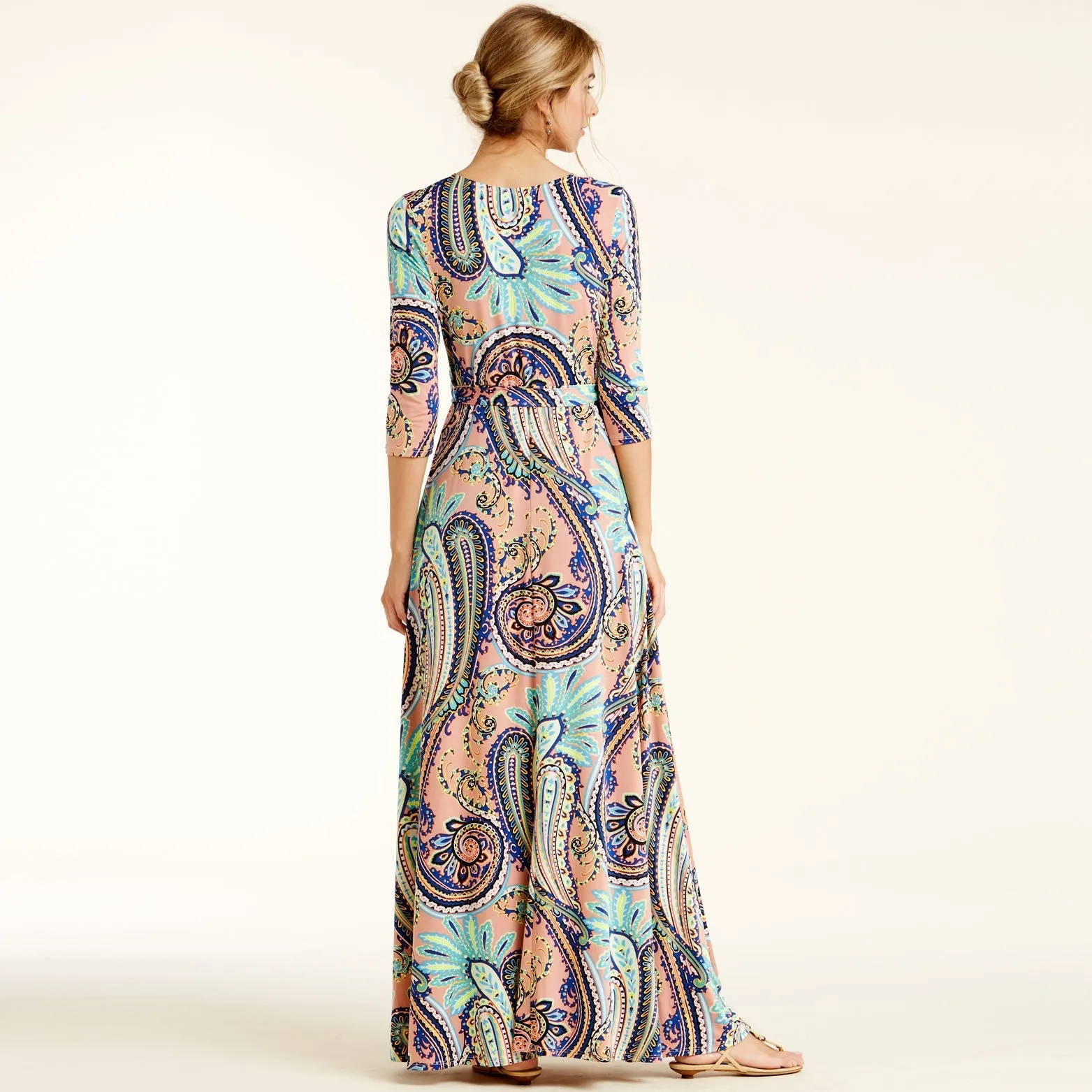 Navy Vintage Paisley Venechia Maxi Wrap Dress