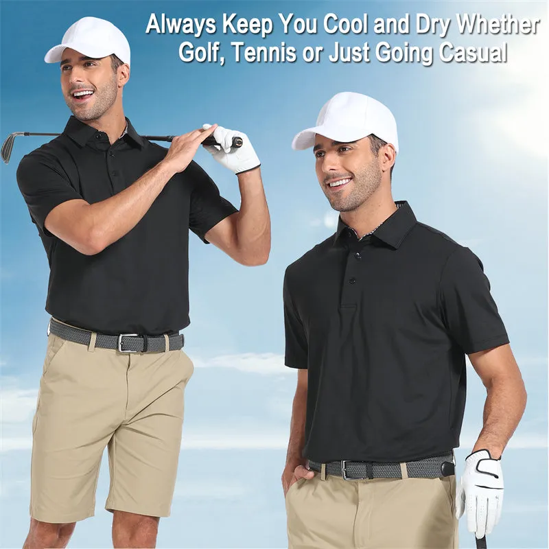 New Performance Fit Short Sleeve Golf Shirt Men Blue