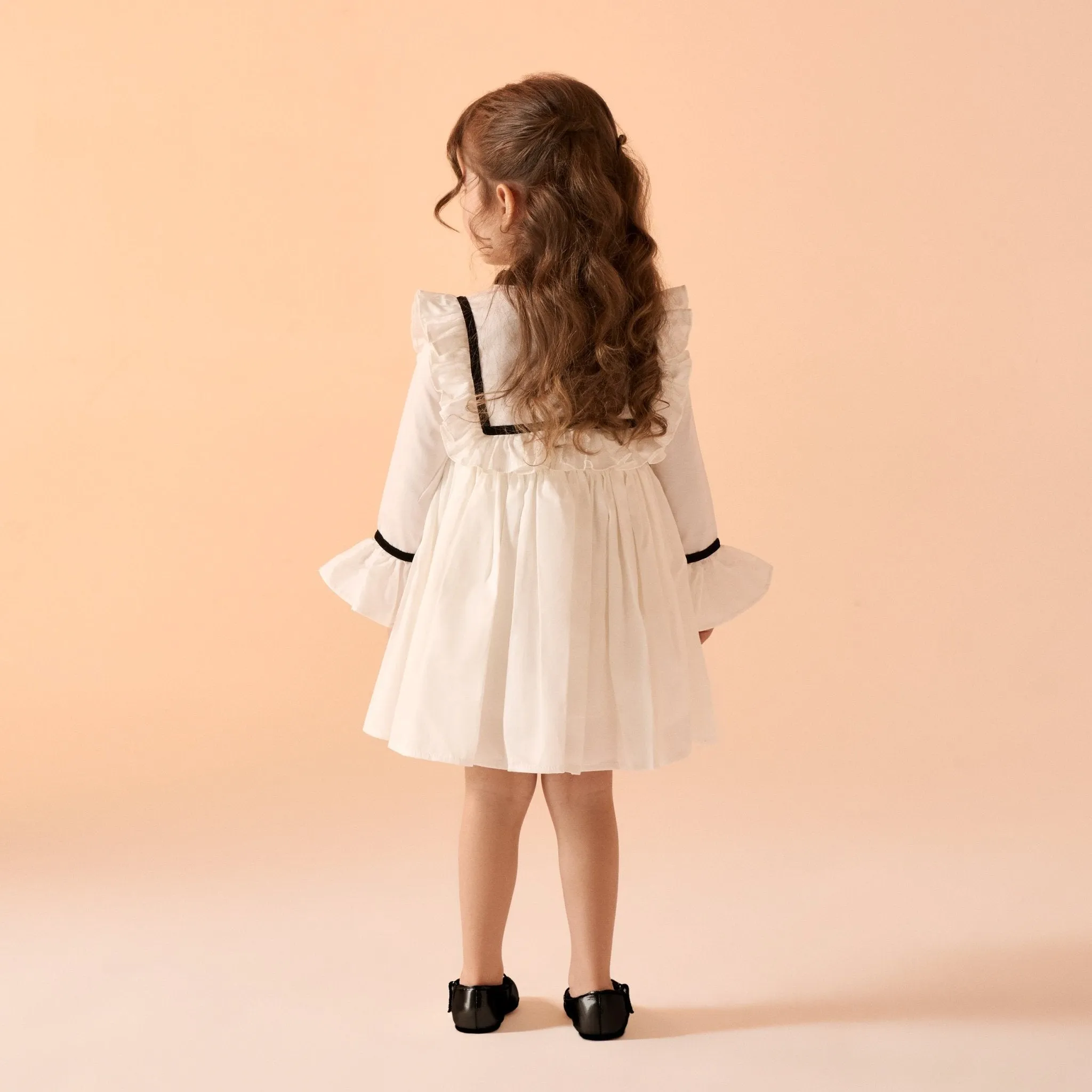 Off White Long Sleeve Cotton Dress