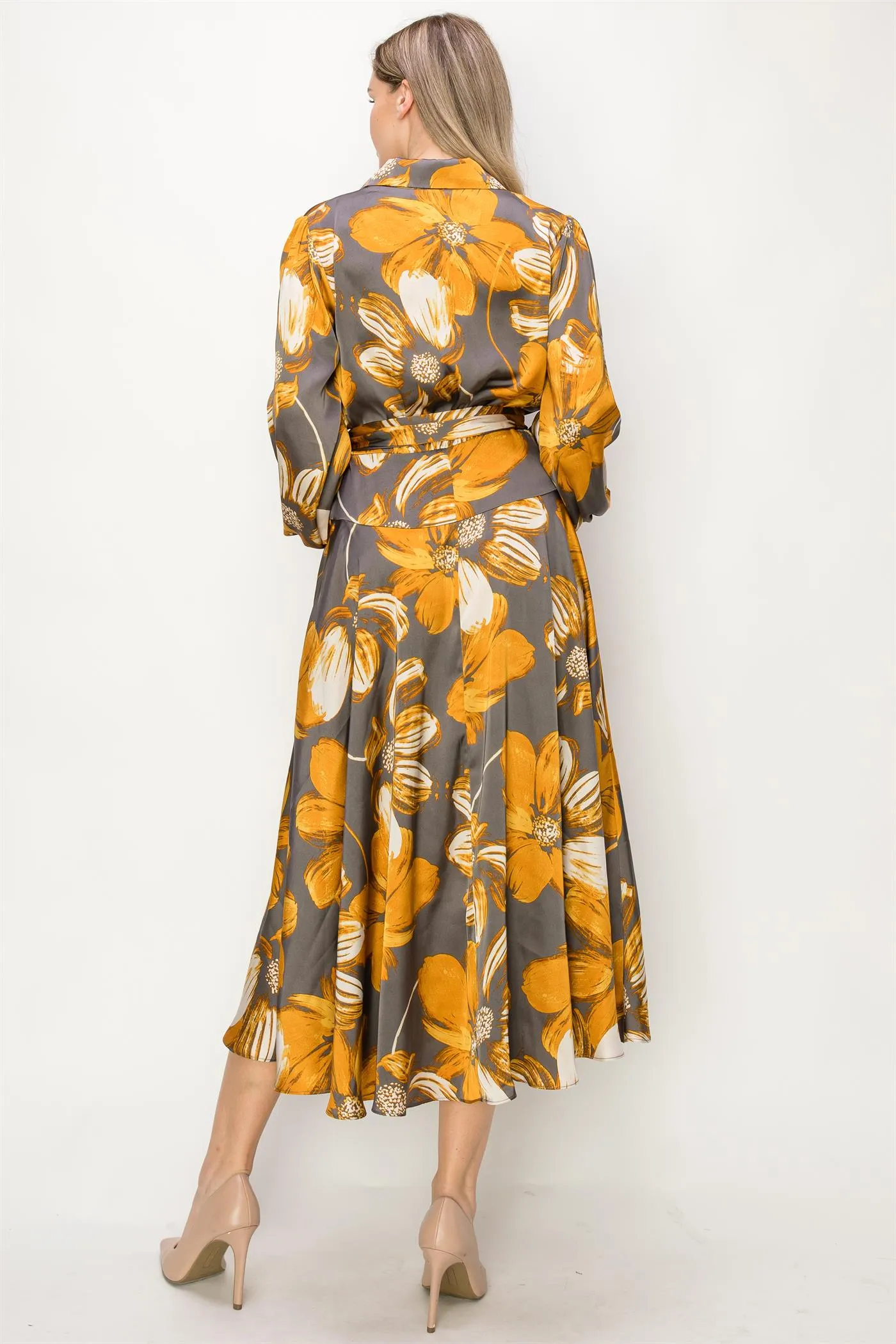 OL24A130-LONG SLEEVE V-NECK WRAP MAXI DRESS