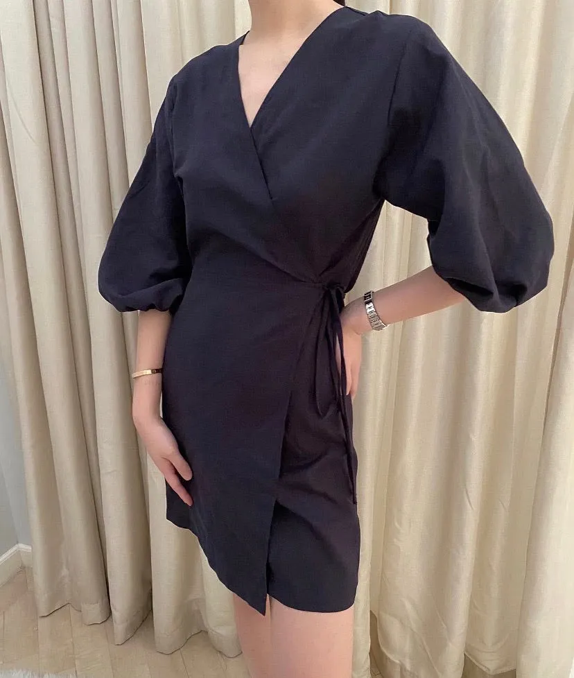 Organic Linen Wrap Dress