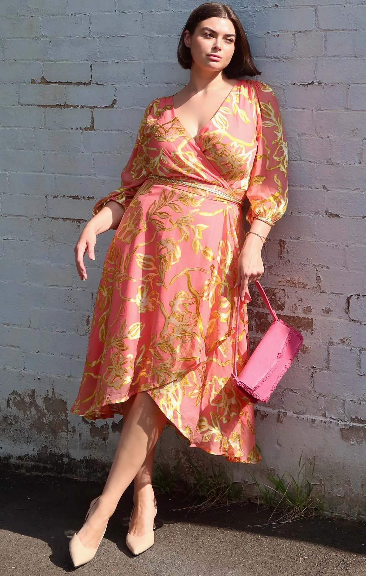 PEACH FACED WRAP DRESS