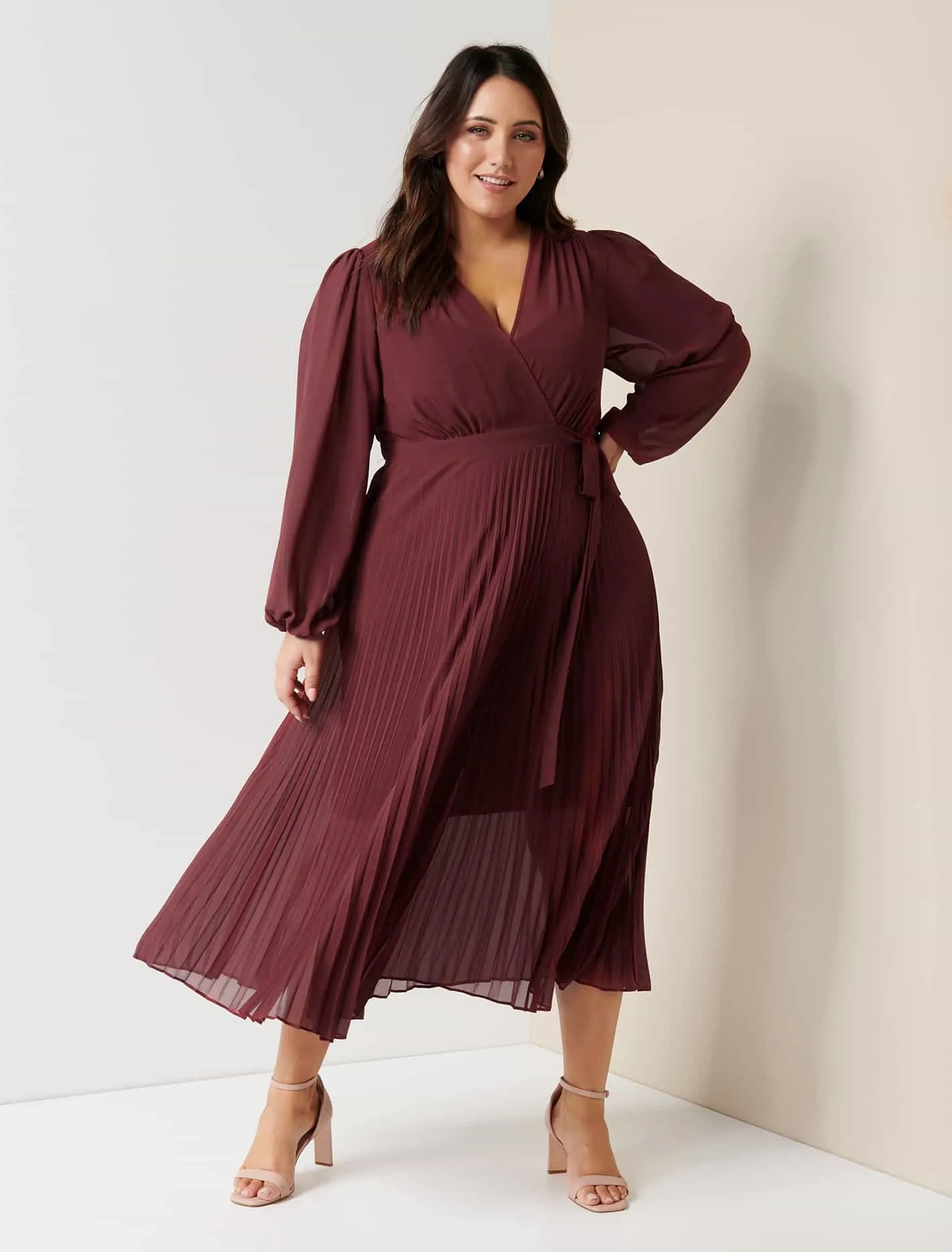 Penelope Curve Pleated Wrap Dress