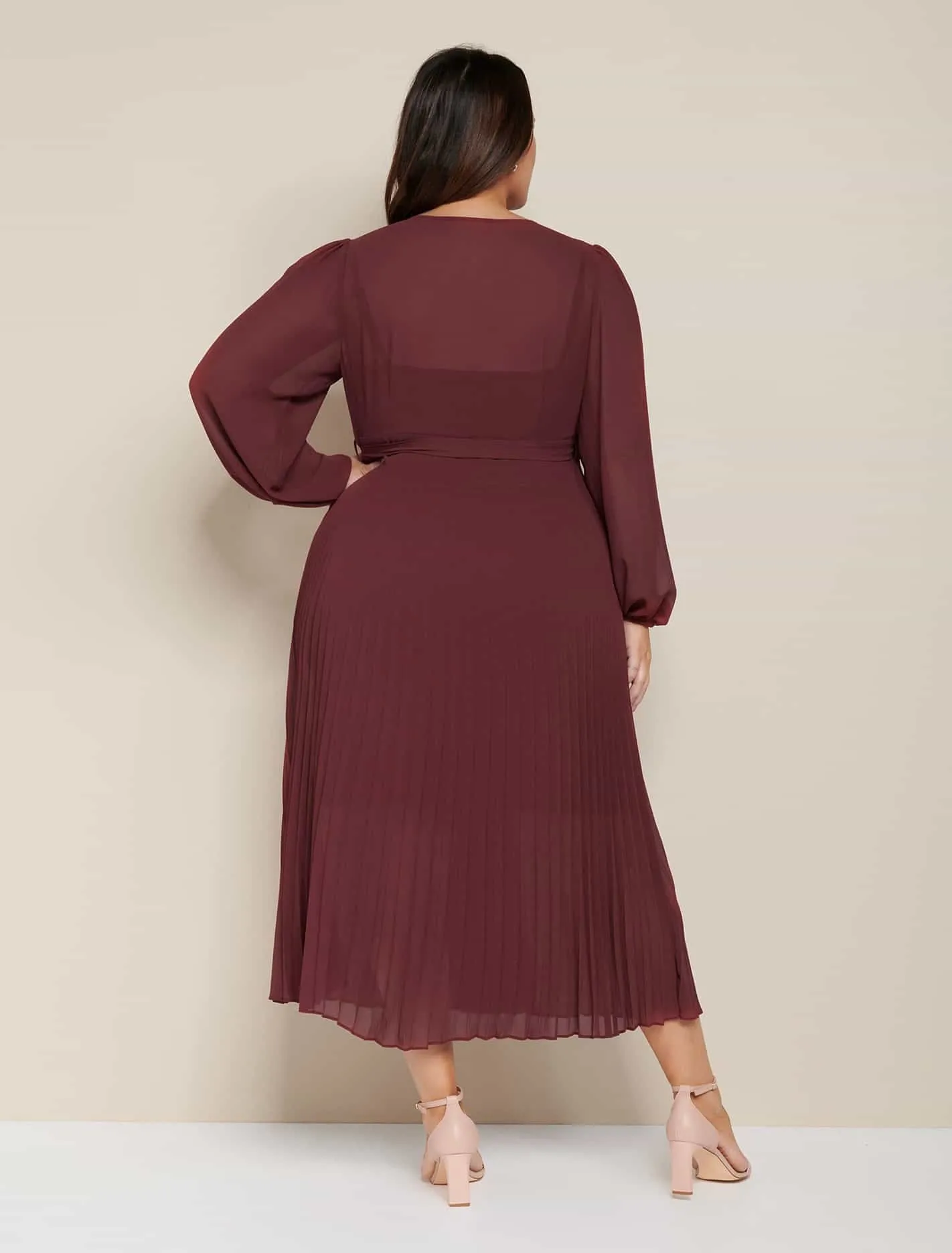 Penelope Curve Pleated Wrap Dress