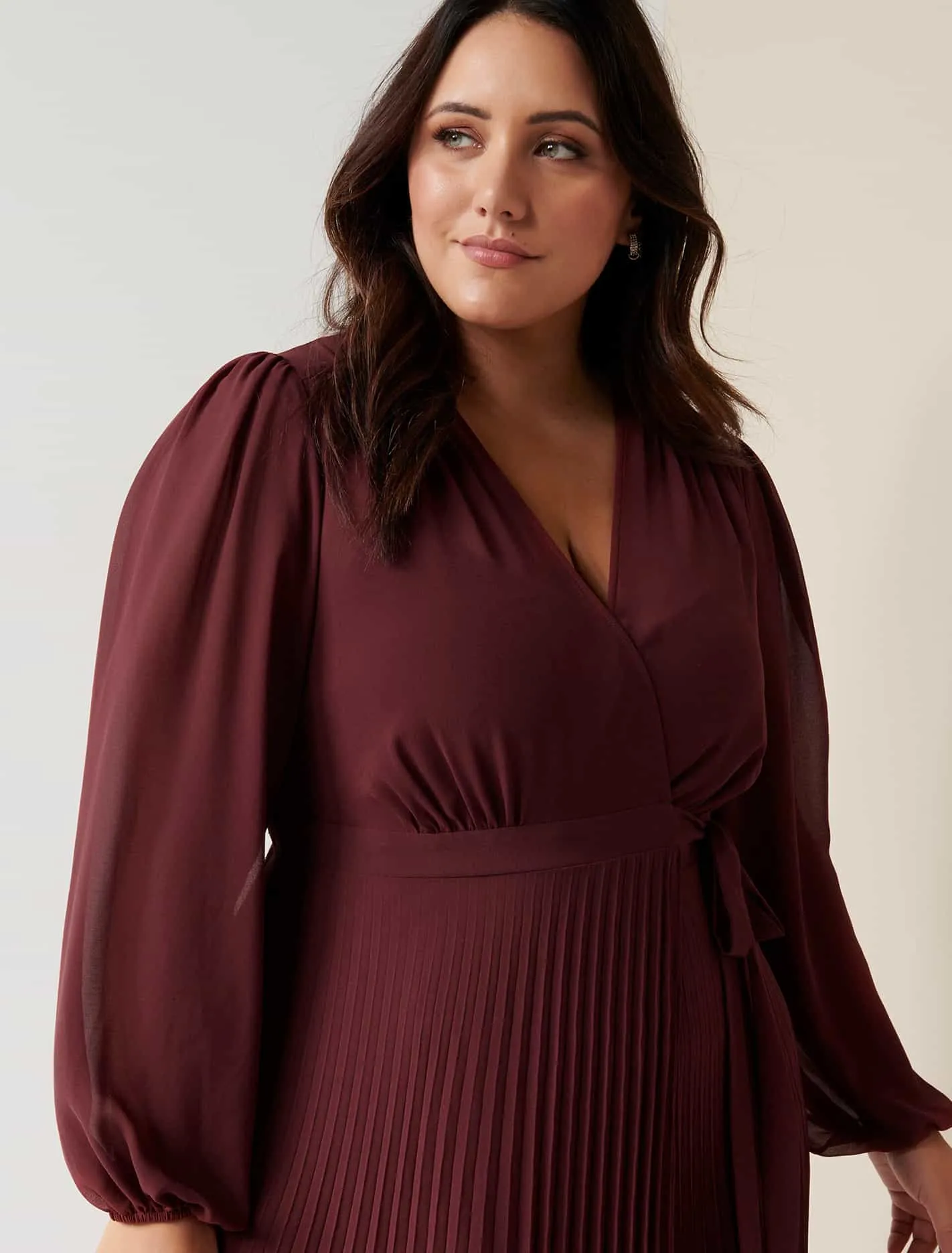 Penelope Curve Pleated Wrap Dress