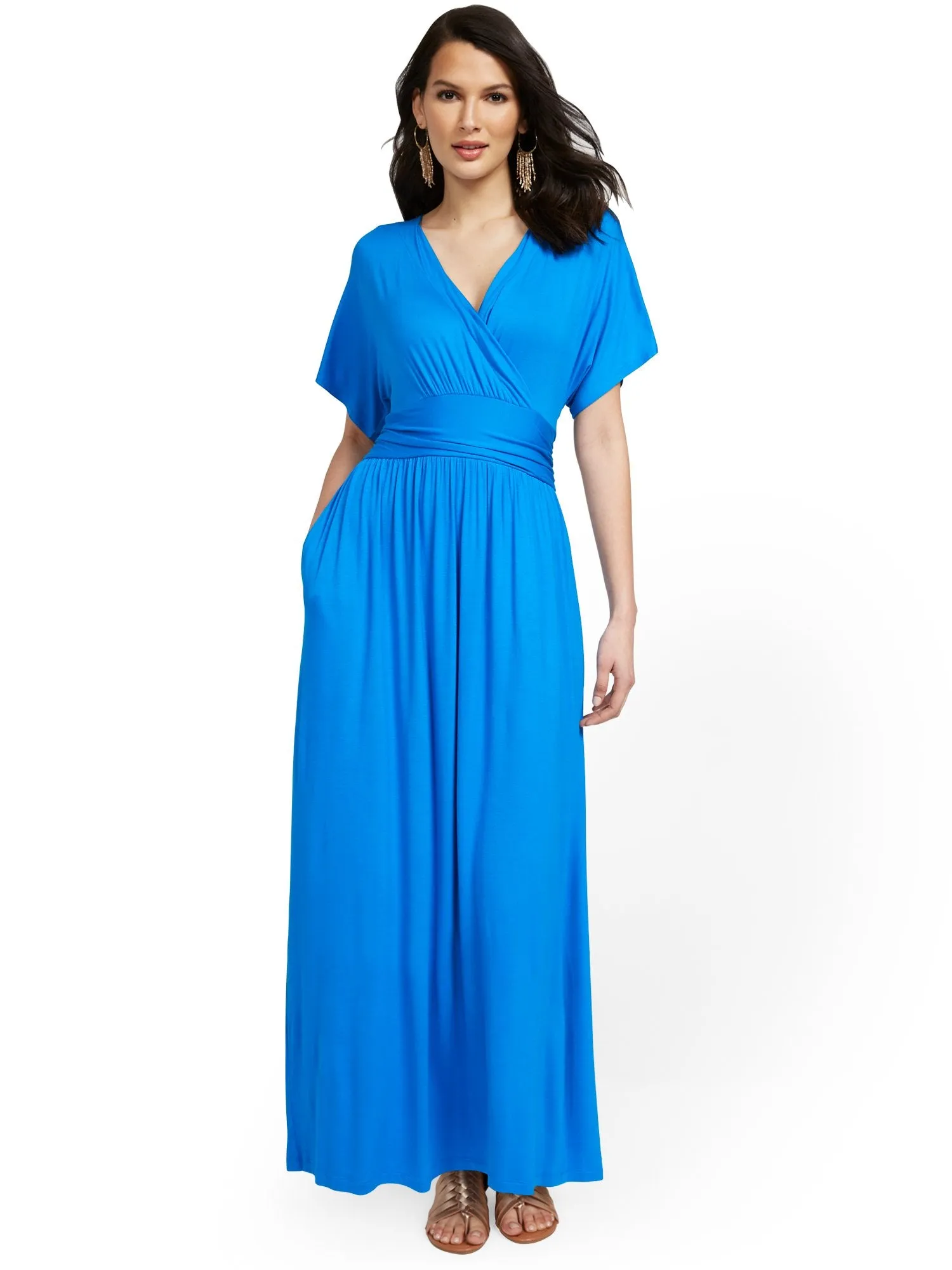 Petite Short-Sleeve Dolman Maxi Dress