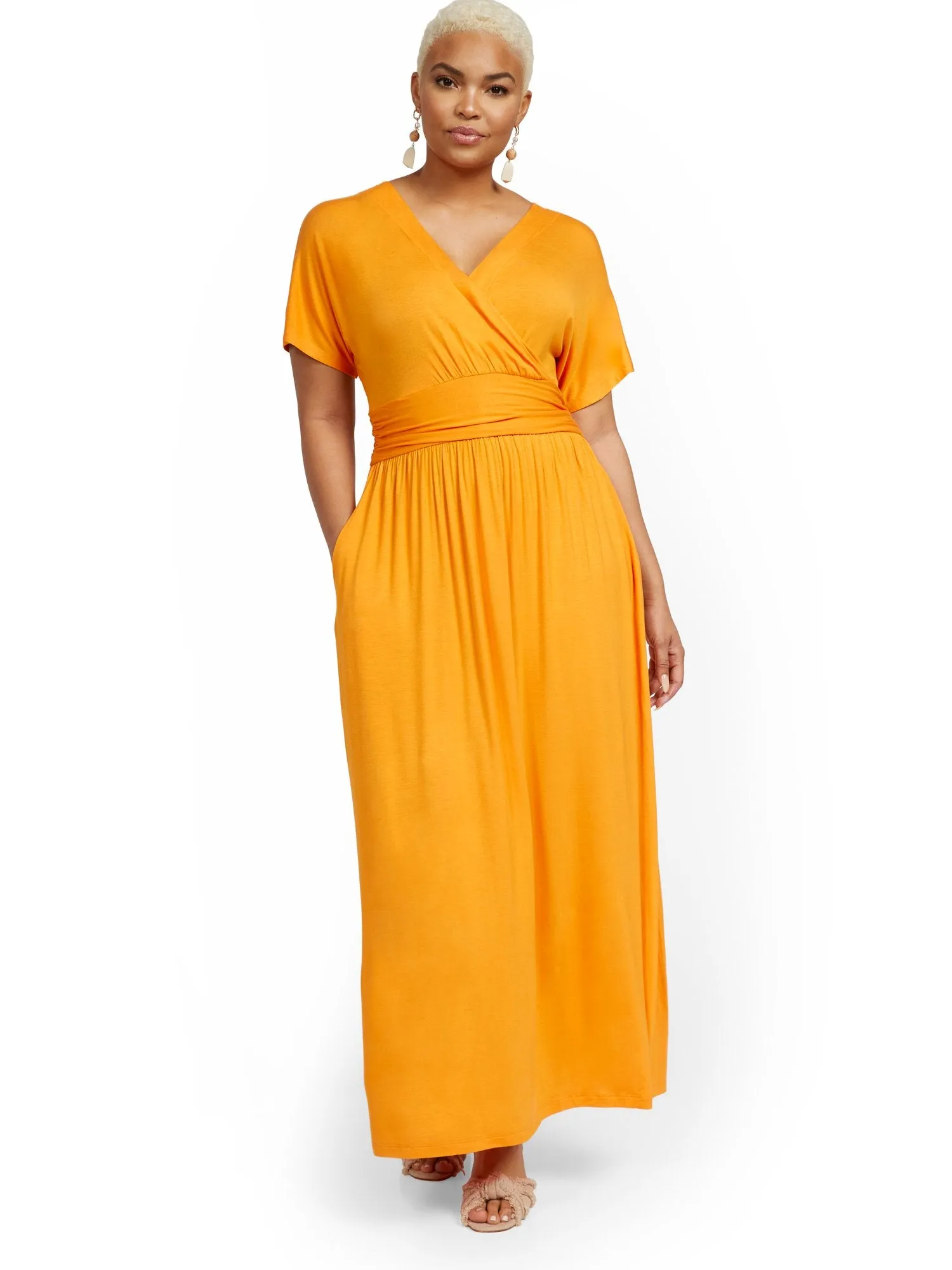 Petite Short-Sleeve Dolman Maxi Dress