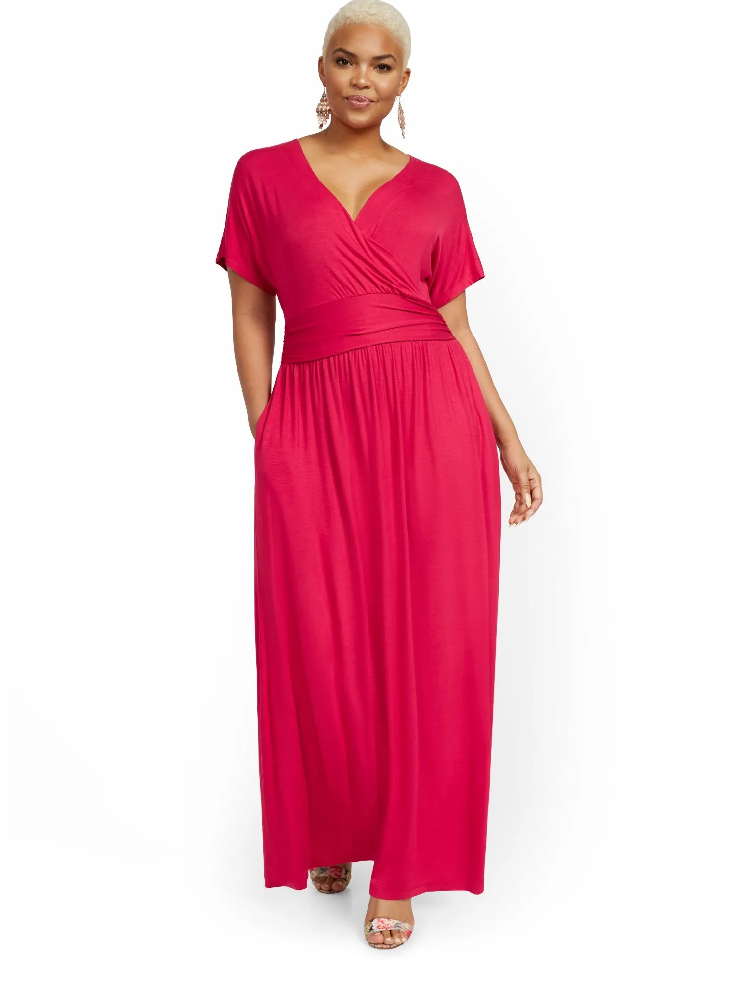 Petite Short-Sleeve Dolman Maxi Dress
