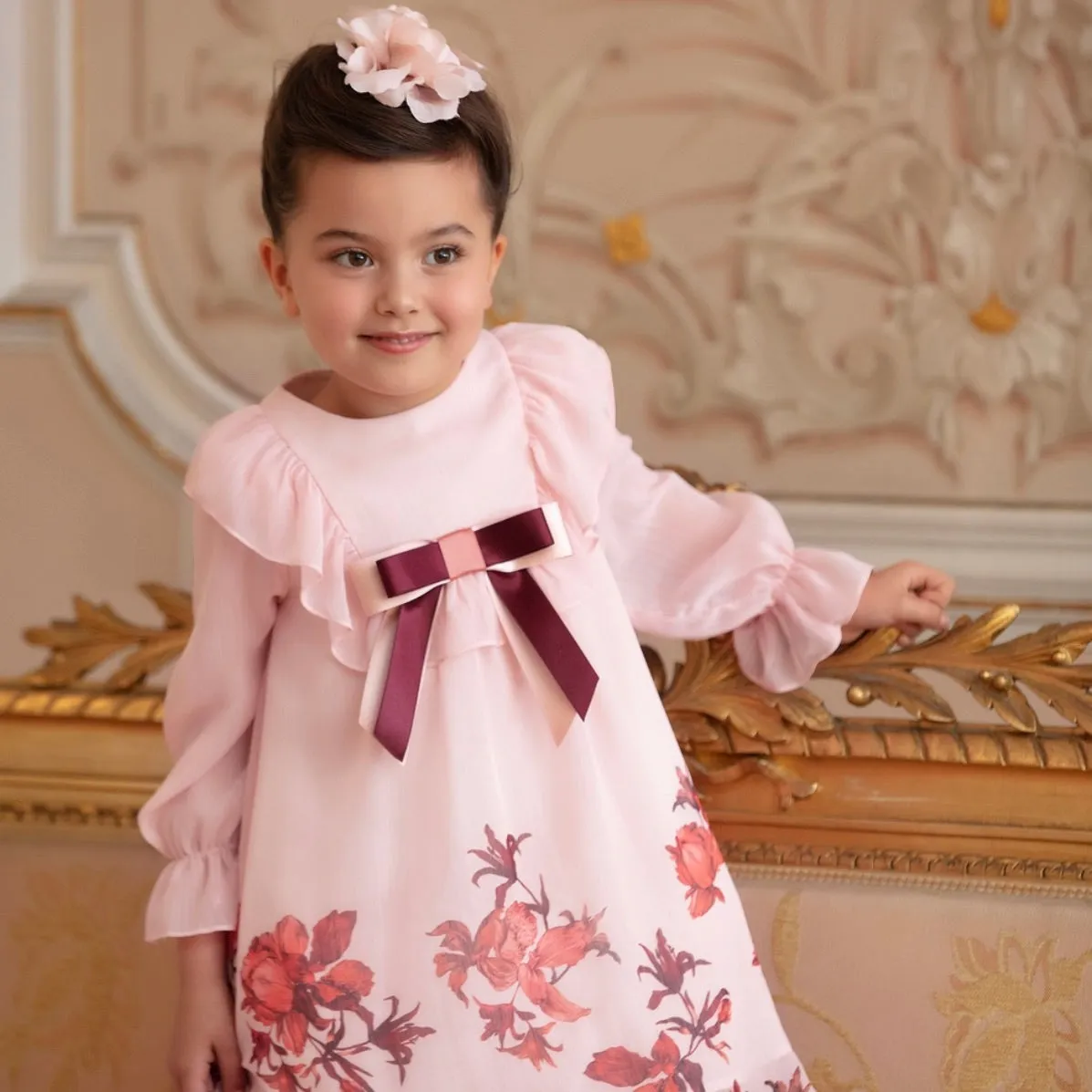 Pink Floral Chiffon Dress | Patachou (3, 4, 5Y)