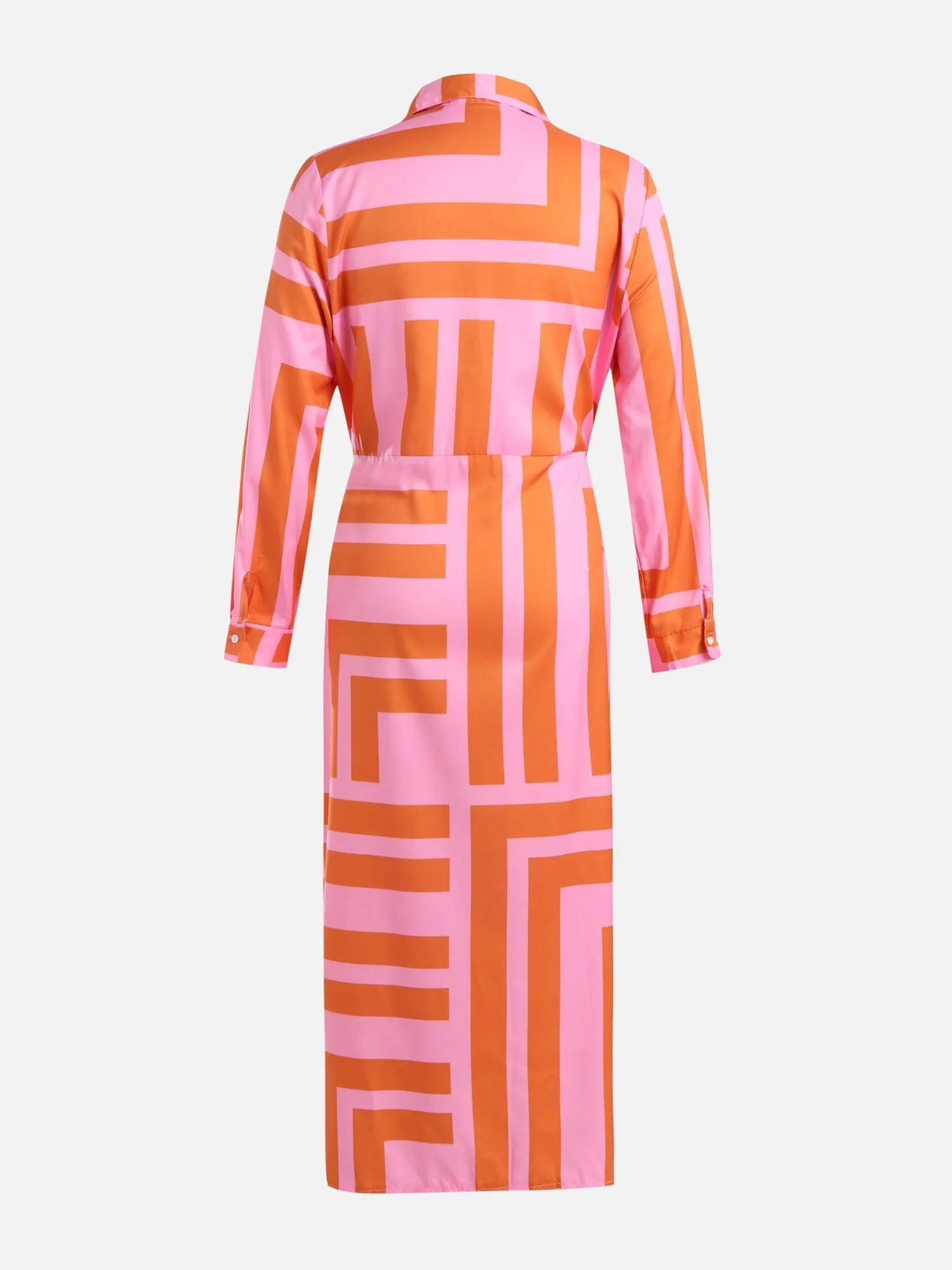 Pink-Orange Printed Wrap Dress
