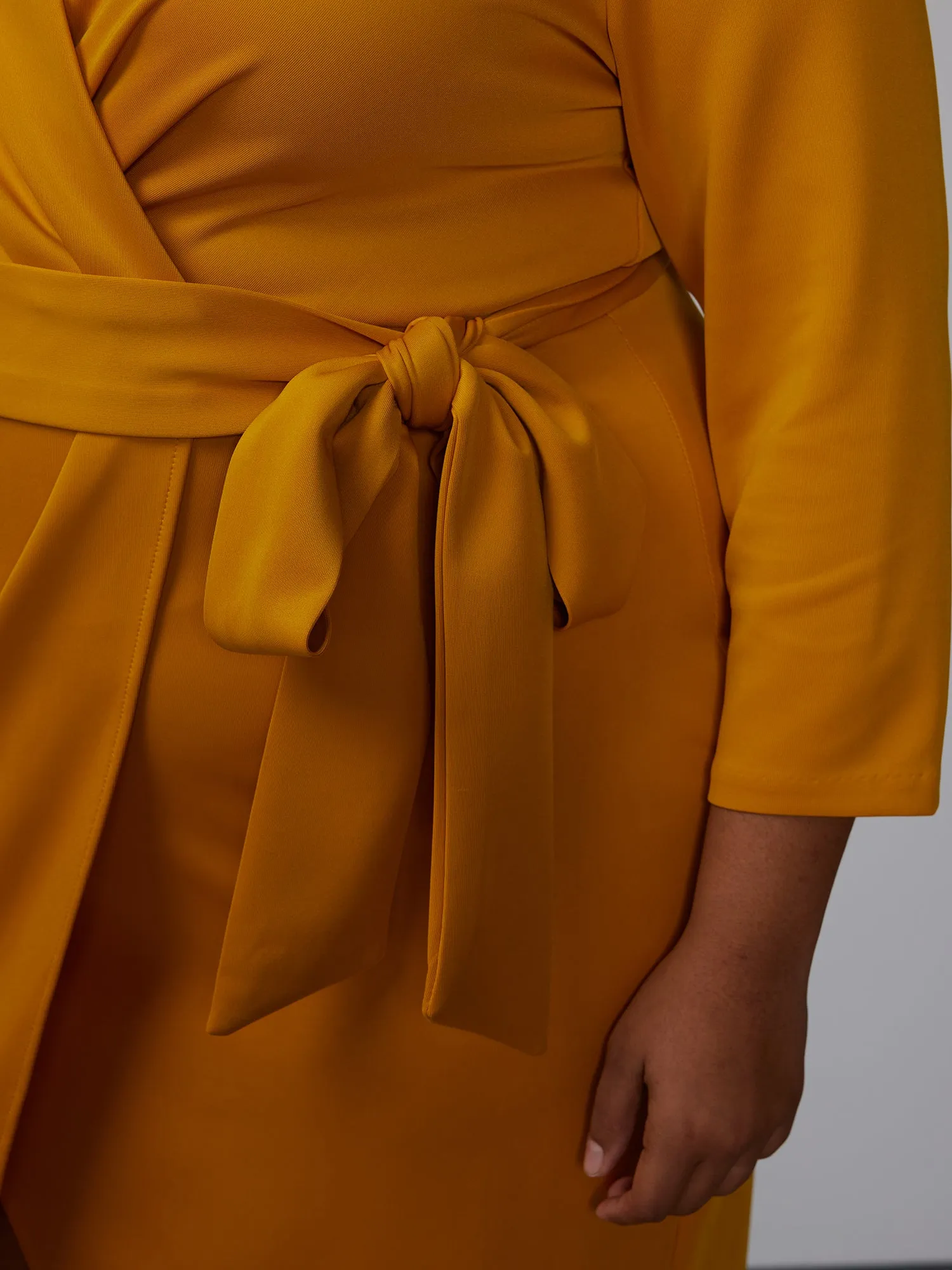 Plus Scuba Belted Wrap Dress