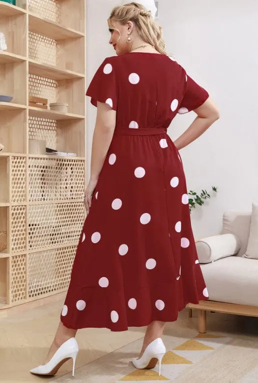 Plus Size Orchid Polka Dot Maxi Dress