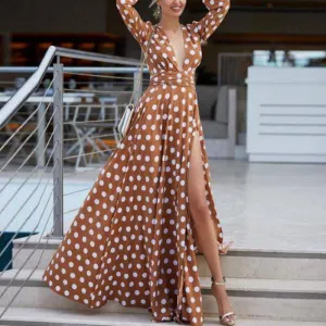 Polka Dot Runway Dress - Red or Brown