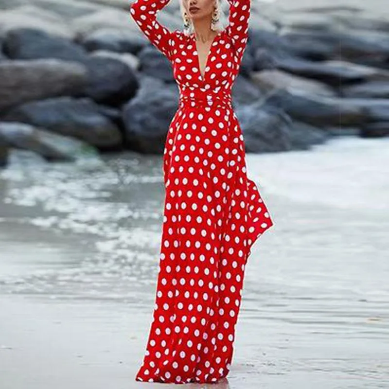 Polka Dot Runway Dress - Red or Brown
