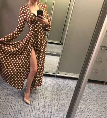 Polka Dot Runway Dress - Red or Brown