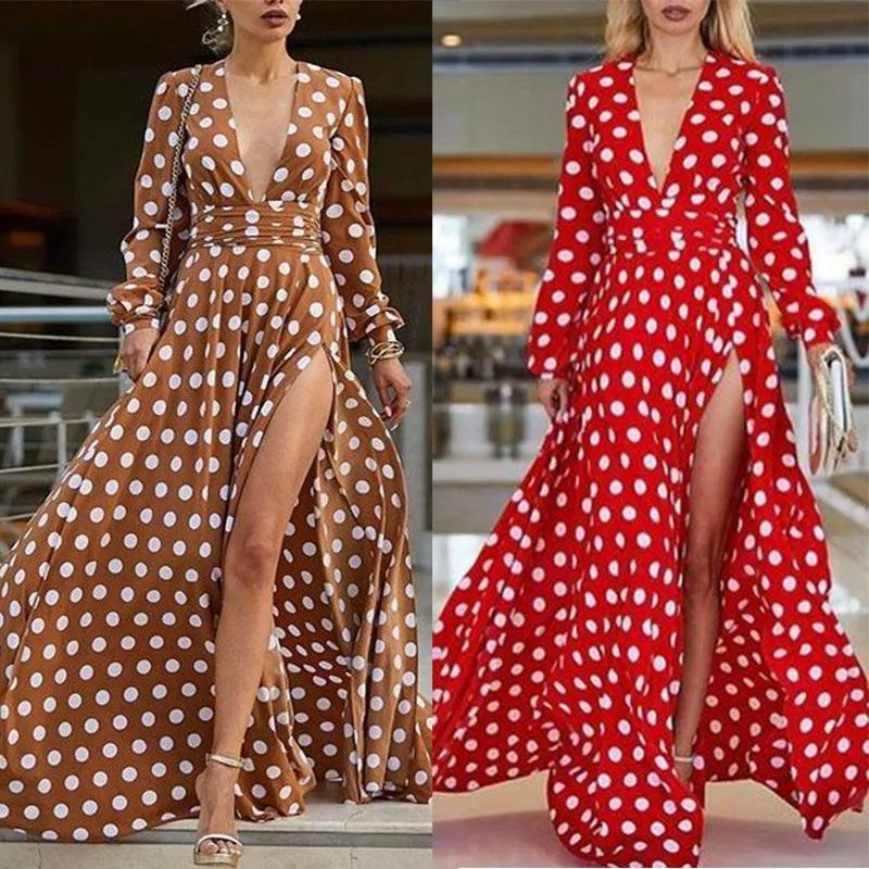 Polka Dot Runway Dress - Red or Brown