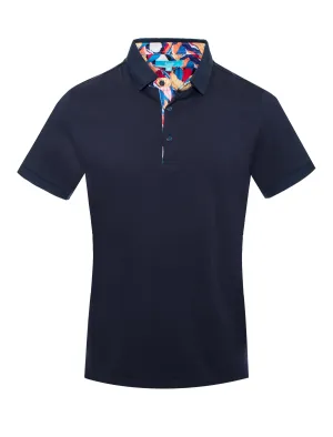 Polo stretch Cotton in Navy