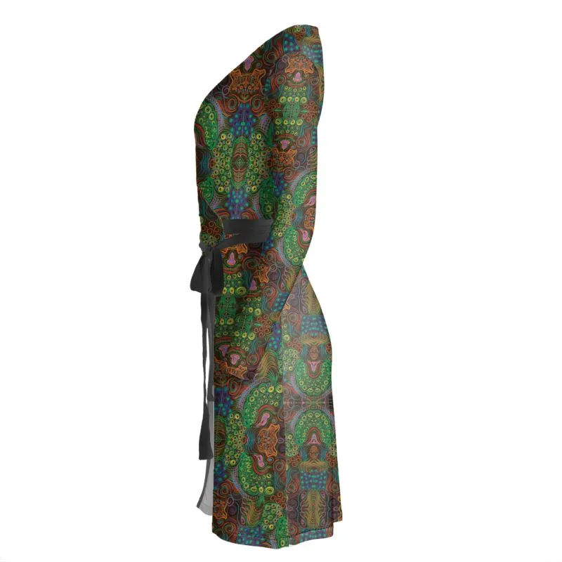 Poofy Swirling Orbits Wrap Dress