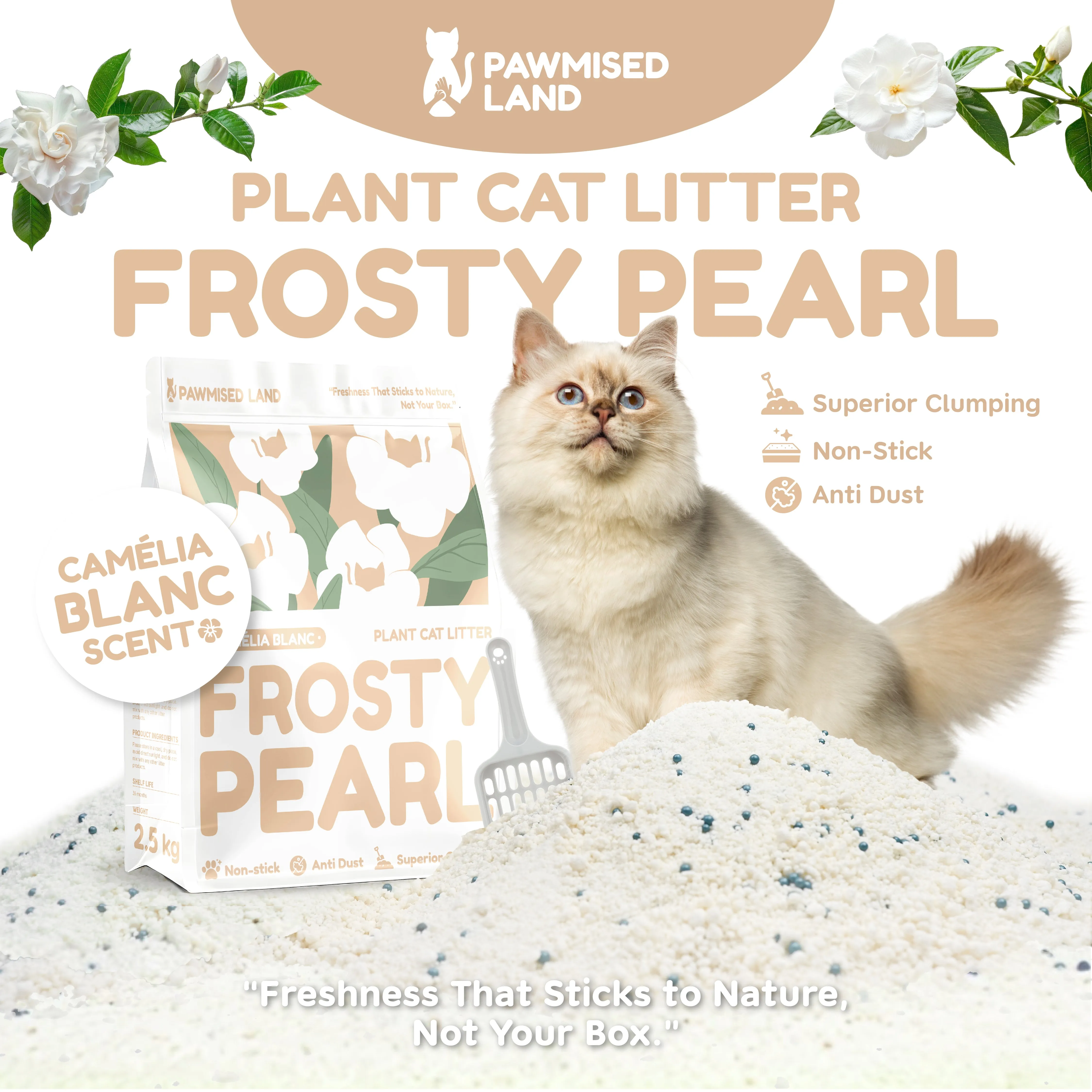[PRE-ORDER] Frosty Pearl - Plant Cat Litter - Camèlia Blanc Scent