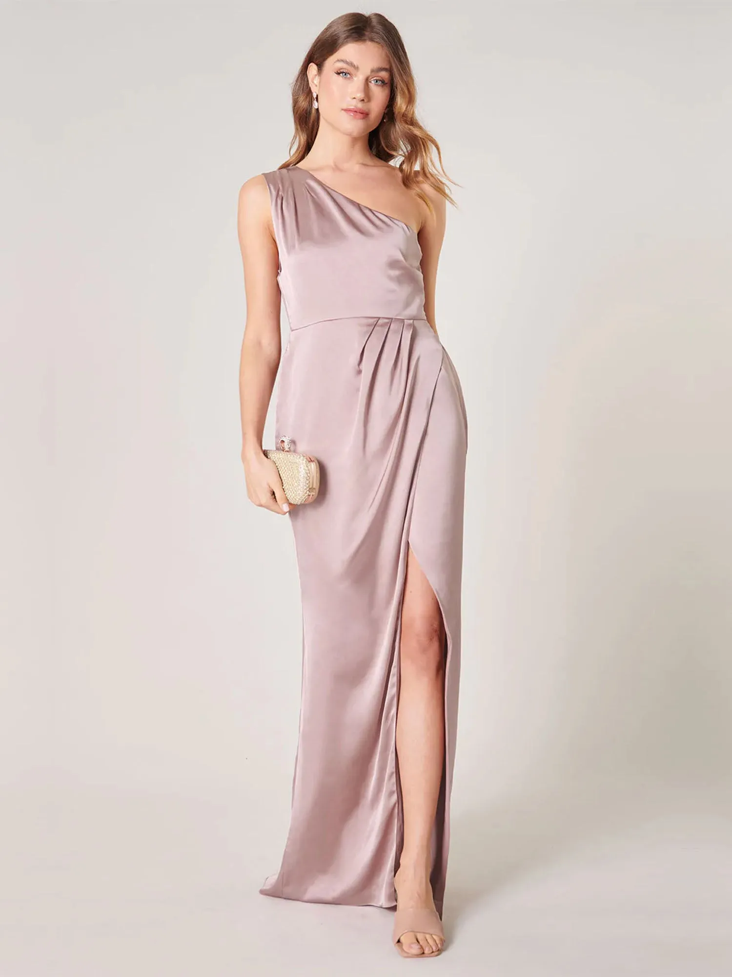 Prestige One Shoulder Pleat Detail Maxi Dress - Sugarlips