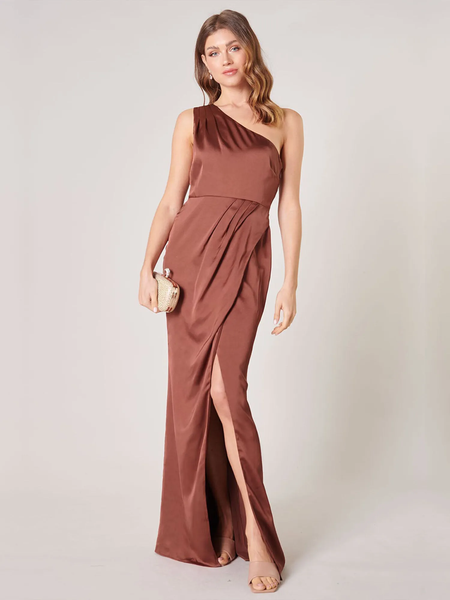 Prestige One Shoulder Pleat Detail Maxi Dress - Sugarlips