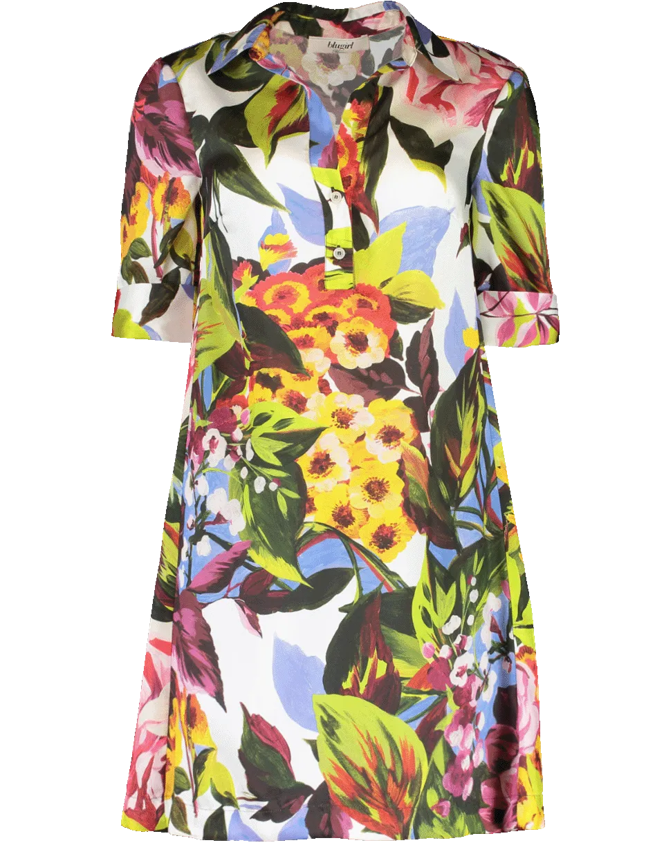 Print Henley Shirt Dress