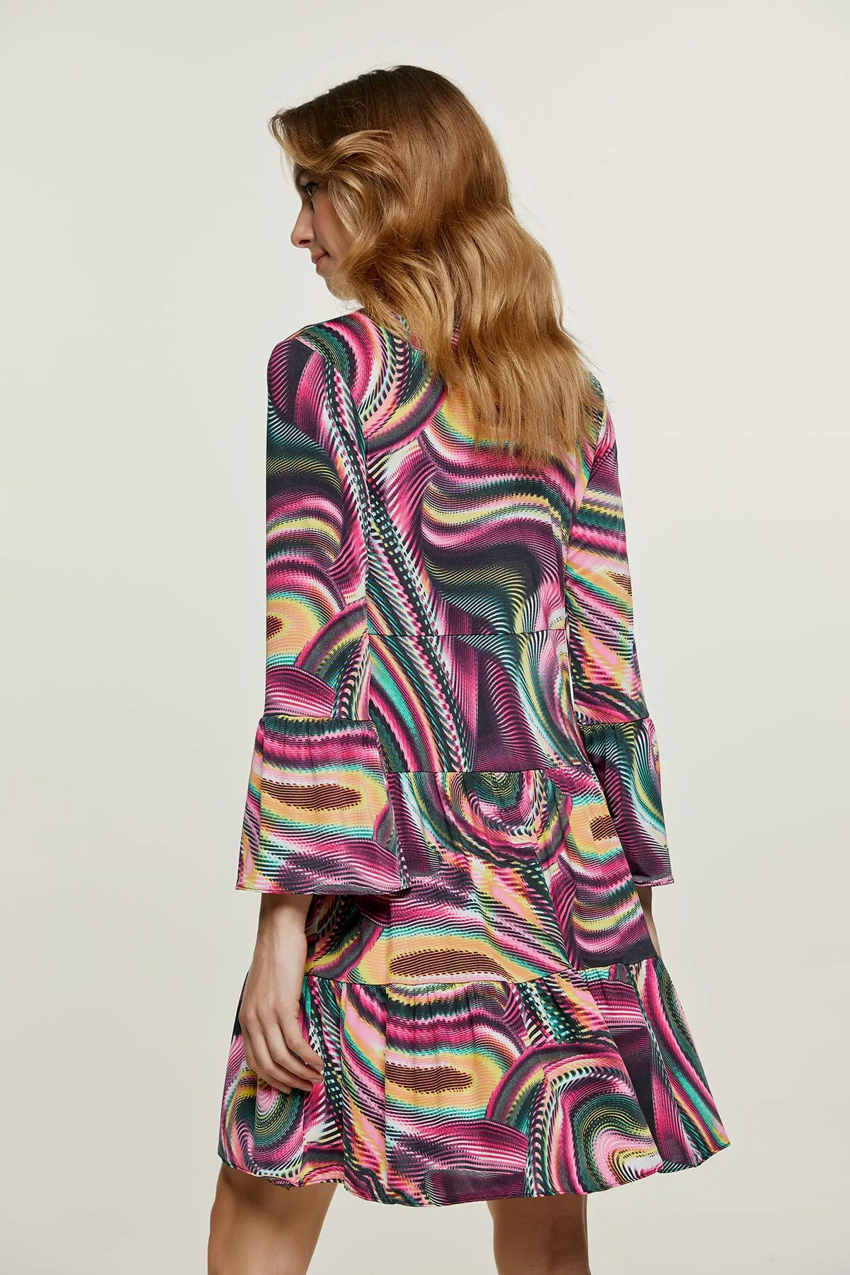Print Mulberry Jersey Tiered Dress