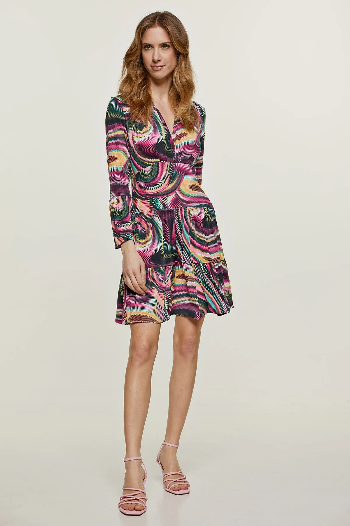 Print Mulberry Jersey Tiered Dress